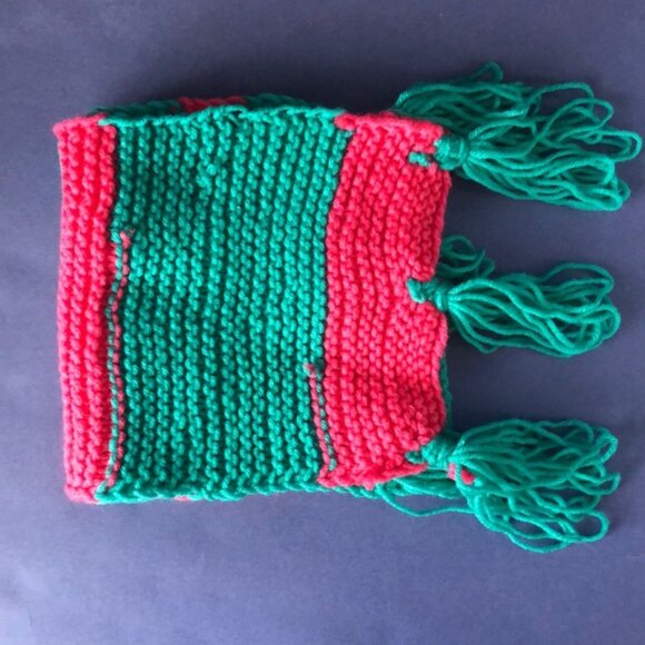 NWOT Vintage Hand-Knitted Made-in-Canada Colourful Teal & Pink Warm Scarf - Picture 3 of 3